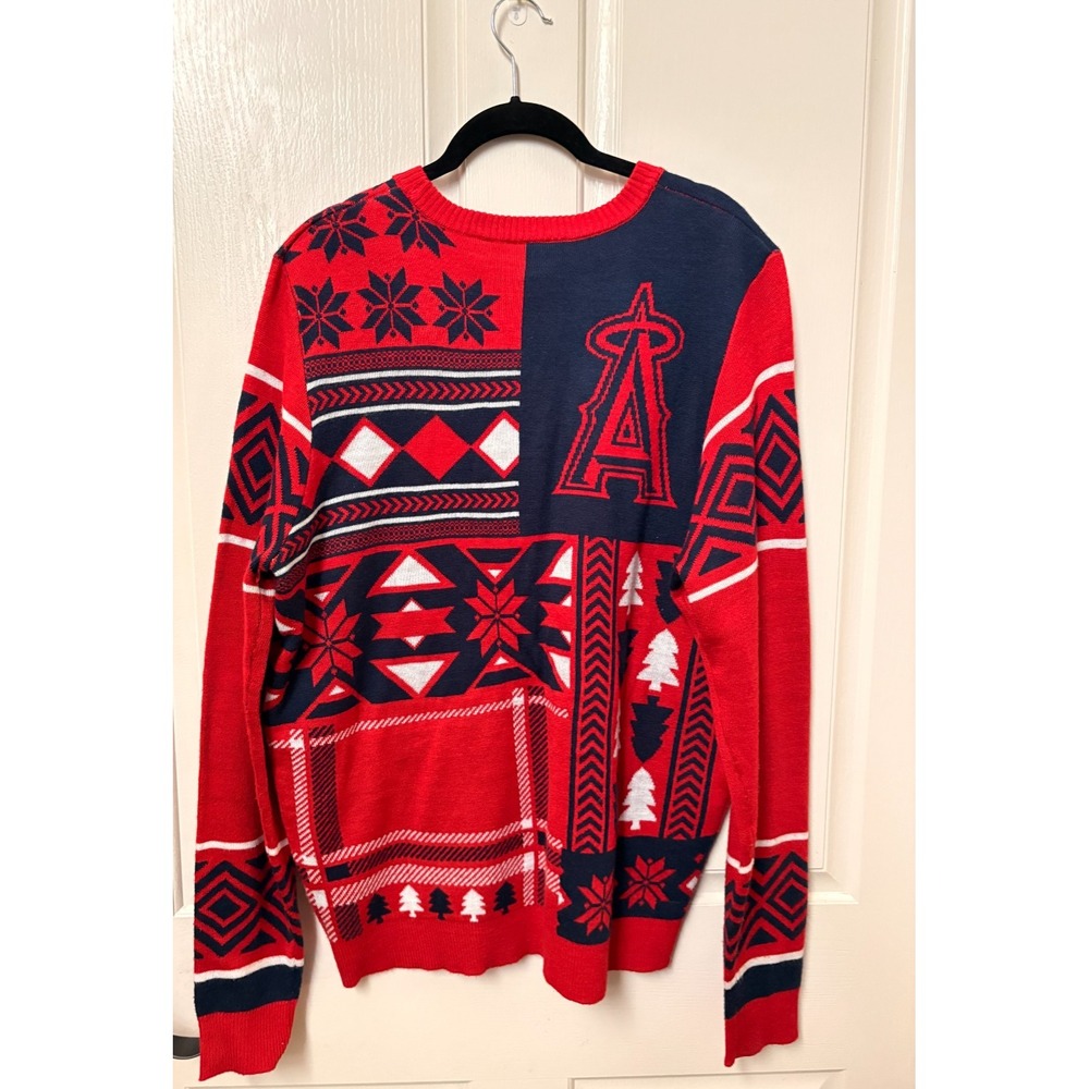Los Angeles Angels MLB Klew Ugly Christmas Sweater Mens Large Red Navy Patchwork